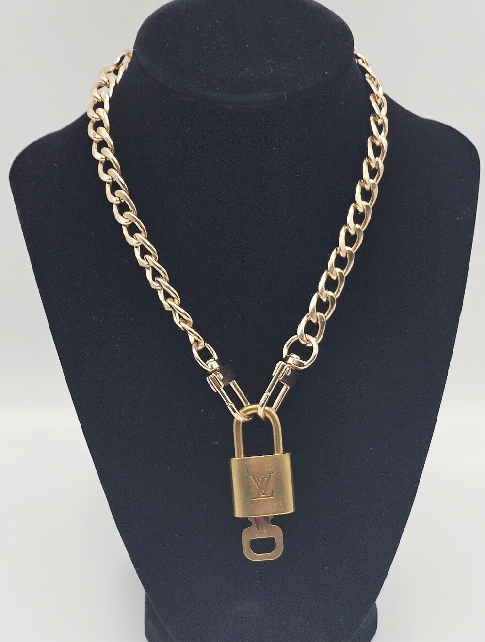 Louis Vuitton Brass Padlock and Key with Chain